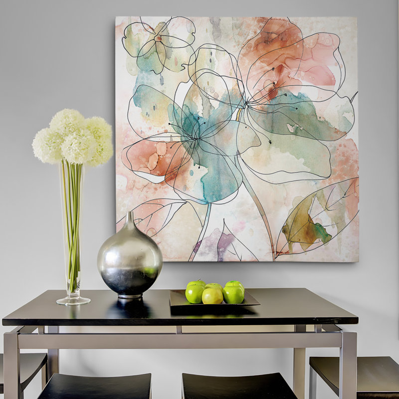 Floral Flow II - reproduction d'art, H 24 po x l 24 po x P 1,5 po, Toile tendue, Sans cadre