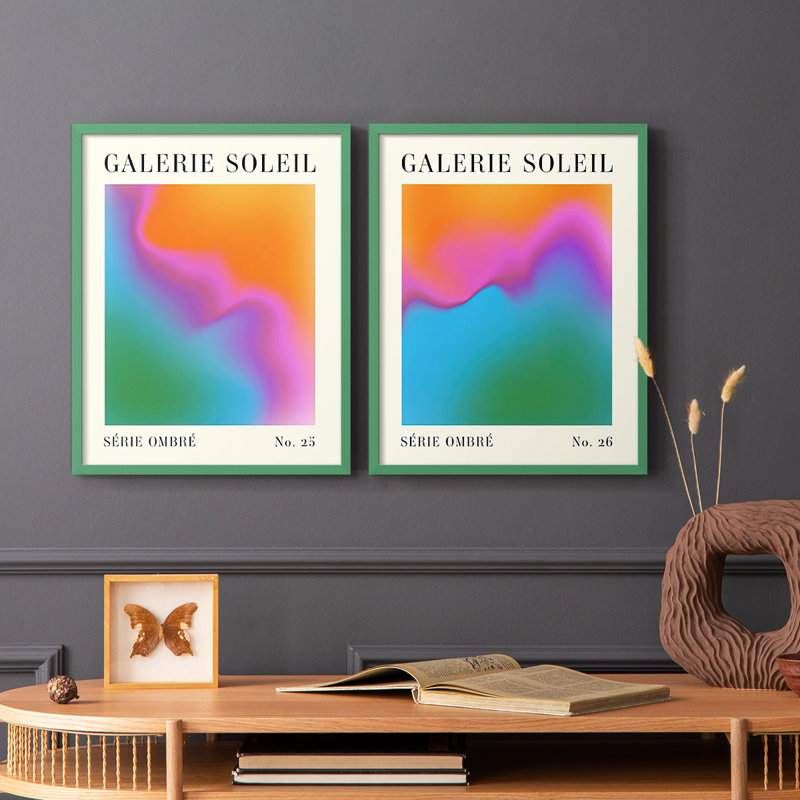 Reproduction encadrée Gallerie Gradient I-Premium - prête à être accrochée - aucun clou requis - aucun clou requis, Gris