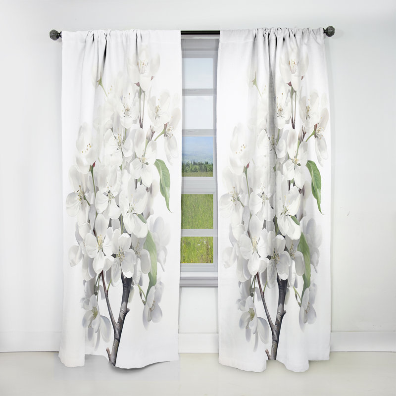 Jalyn Apple Blossom Monochromatic Elegance XXIV - Traditional Curtain - Velvet Room Darkening - 1 Panel, 52" W x 90" L