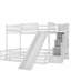Lit simple superposé au dessus d'un lit double avec glissade, escalier de rangement, lit superposé en bois de pin massif avec garde-corps, blanc