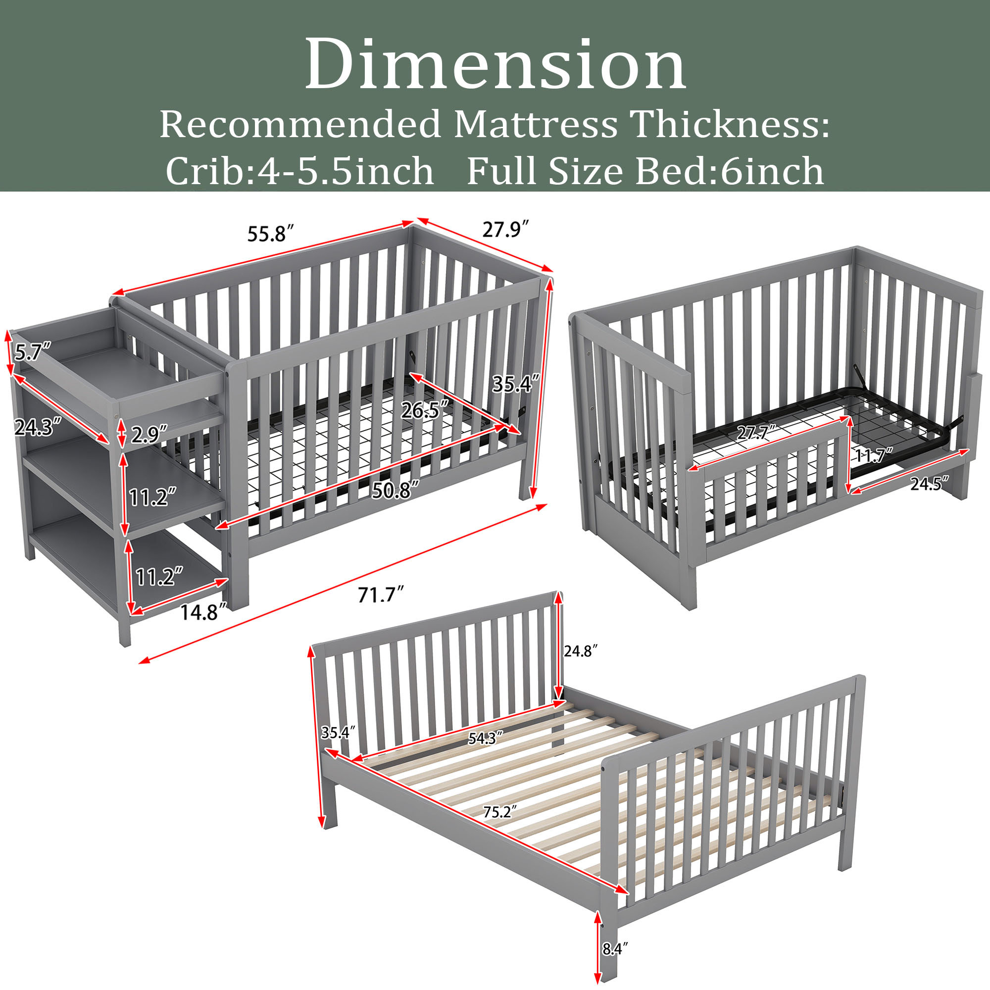 Standard size of baby crib online