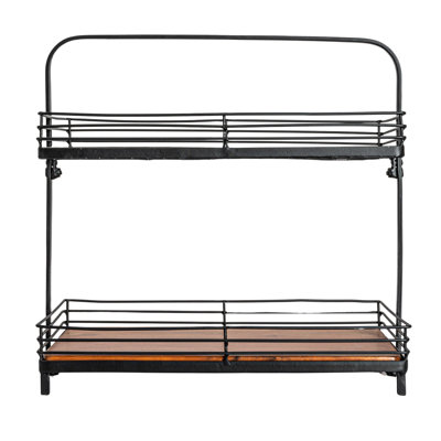 Acacia Wood & Metal 2-Tier Stand