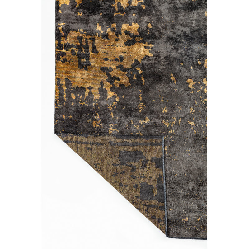 Rapture Gray/Yellow Abstract Luxury Area Rug, Rectangle 7'10" x 9'10"