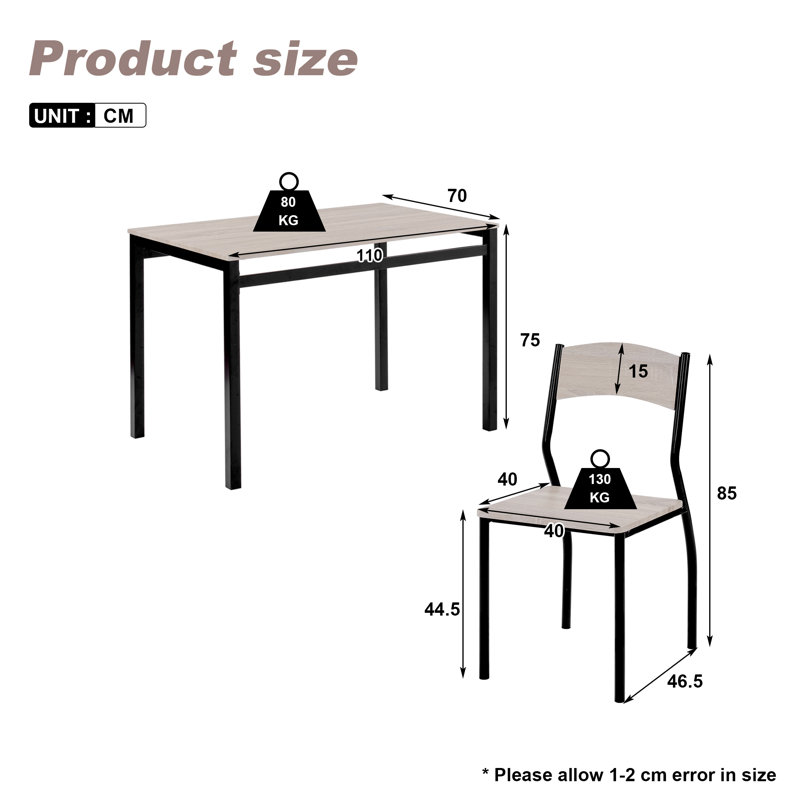 Abd-Ulmoeen Dining Set, Black/Brown