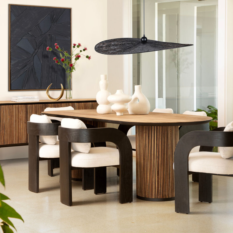 Maravi Linen Blend Upholstered Dining Table