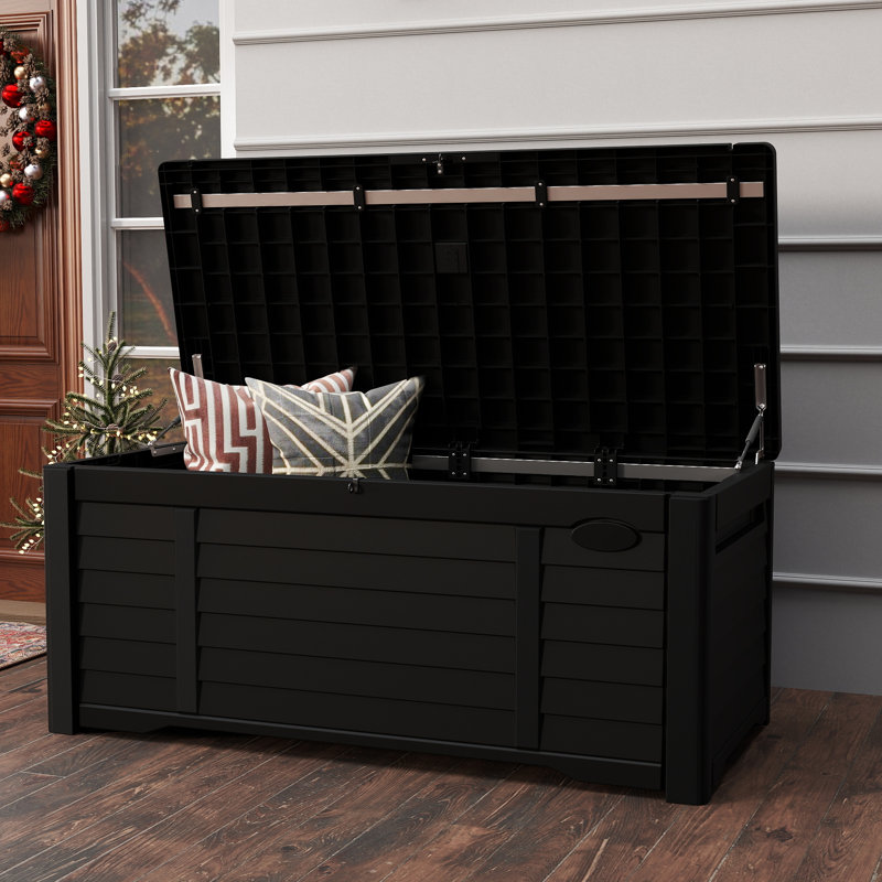 Balconera 120 Gallons Lockable Resin Deck Box, Black