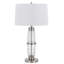 Lampe de table Maci 29 po, verre décoratif craquelé transparent, abat-jour tambour blanc