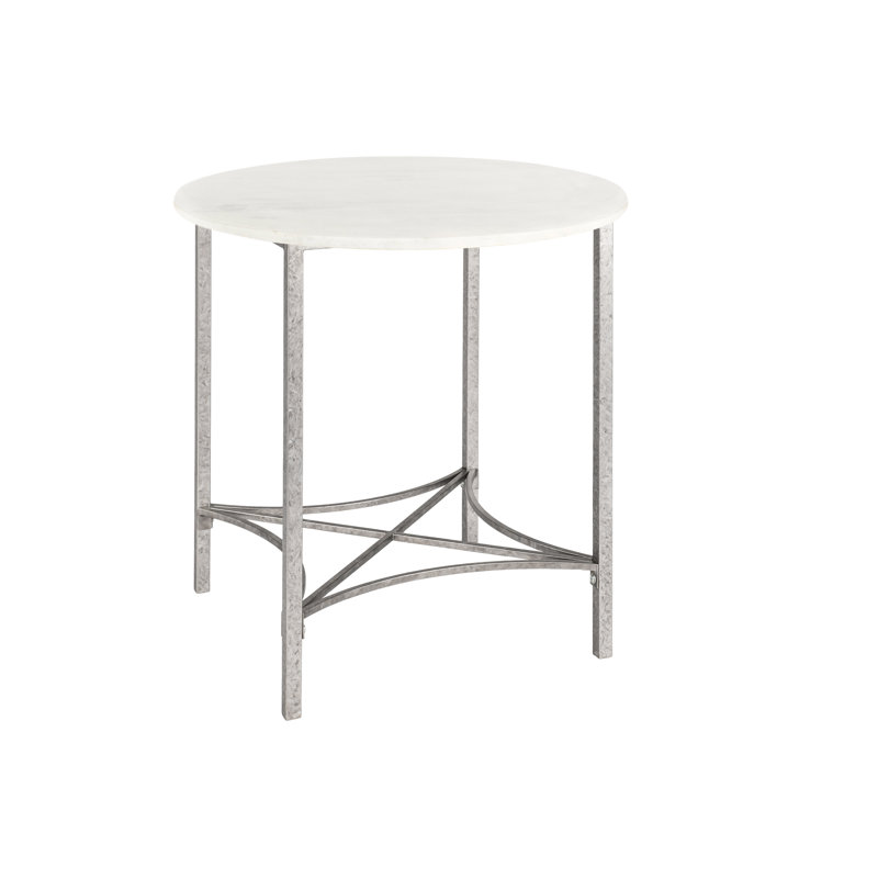 Bella End Table, Carrera Marble, 31" H x 33" W x 33" D, Royal Silver