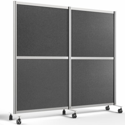 VIVO Mobile Modular Wall System, 2 PET Panels, Office Cubicle Dividers on Wheels