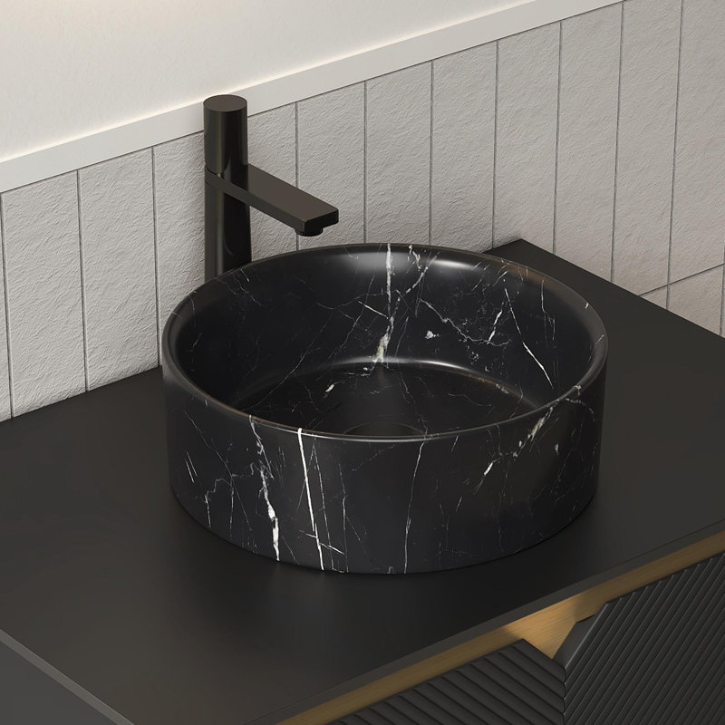 Lavabo vasque rond en céramique, Noir
