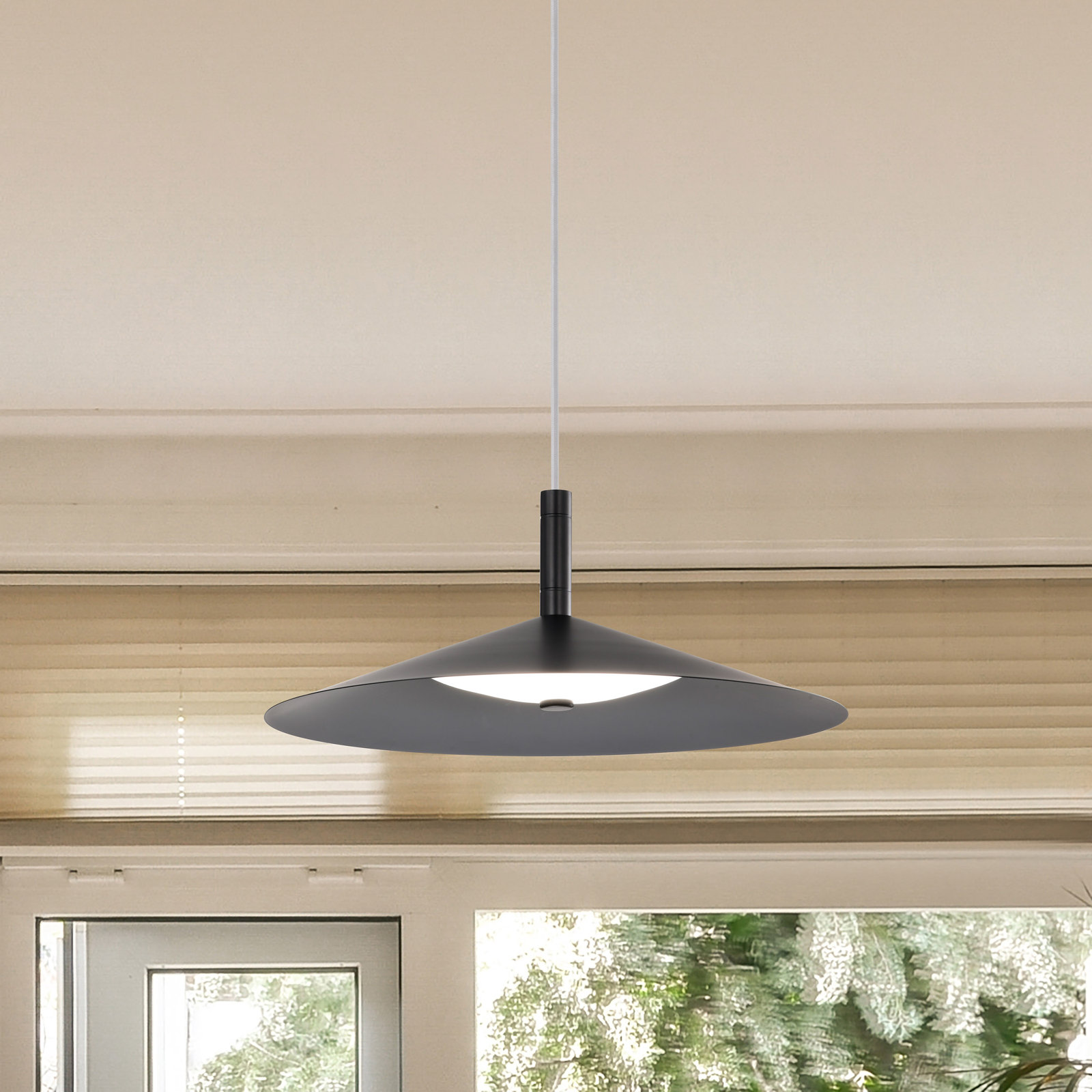 Vicente Dimmable LED Single Light Pendant, 152" H x 18" W x 18" D, Matte Black