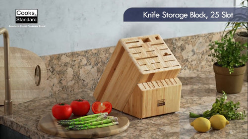 Cooks Standard Portacuchillos de madera de acacia sin cuchillos, 25  ranuras, tamaño XL, universal, para encimera, soporte para cuchillos de  cocina