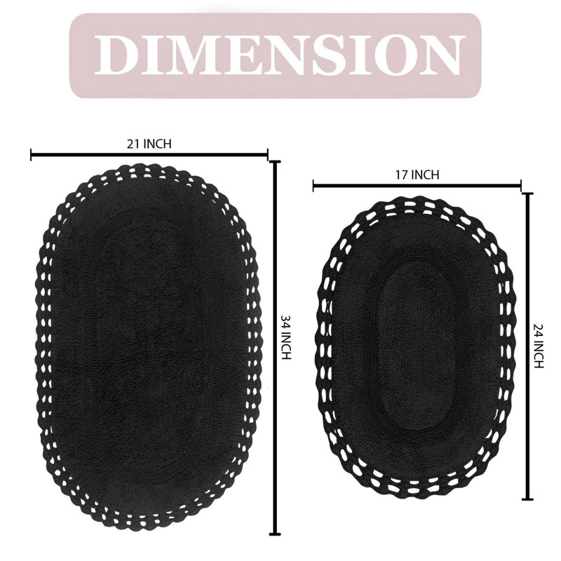 Tapis de bain réversible 100% coton lavable à la machine Hampton (ensemble de 2), gris