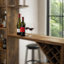 Table de bar avec armoire à vin, support à verres à pied à 5 tablettes, brun rustique 73 po