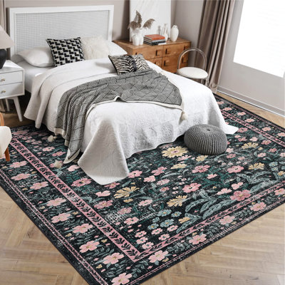 Tapis lavable pour salon, tapis antidérapant, tapis rétro pour salon, chambre à coucher, salle à manger