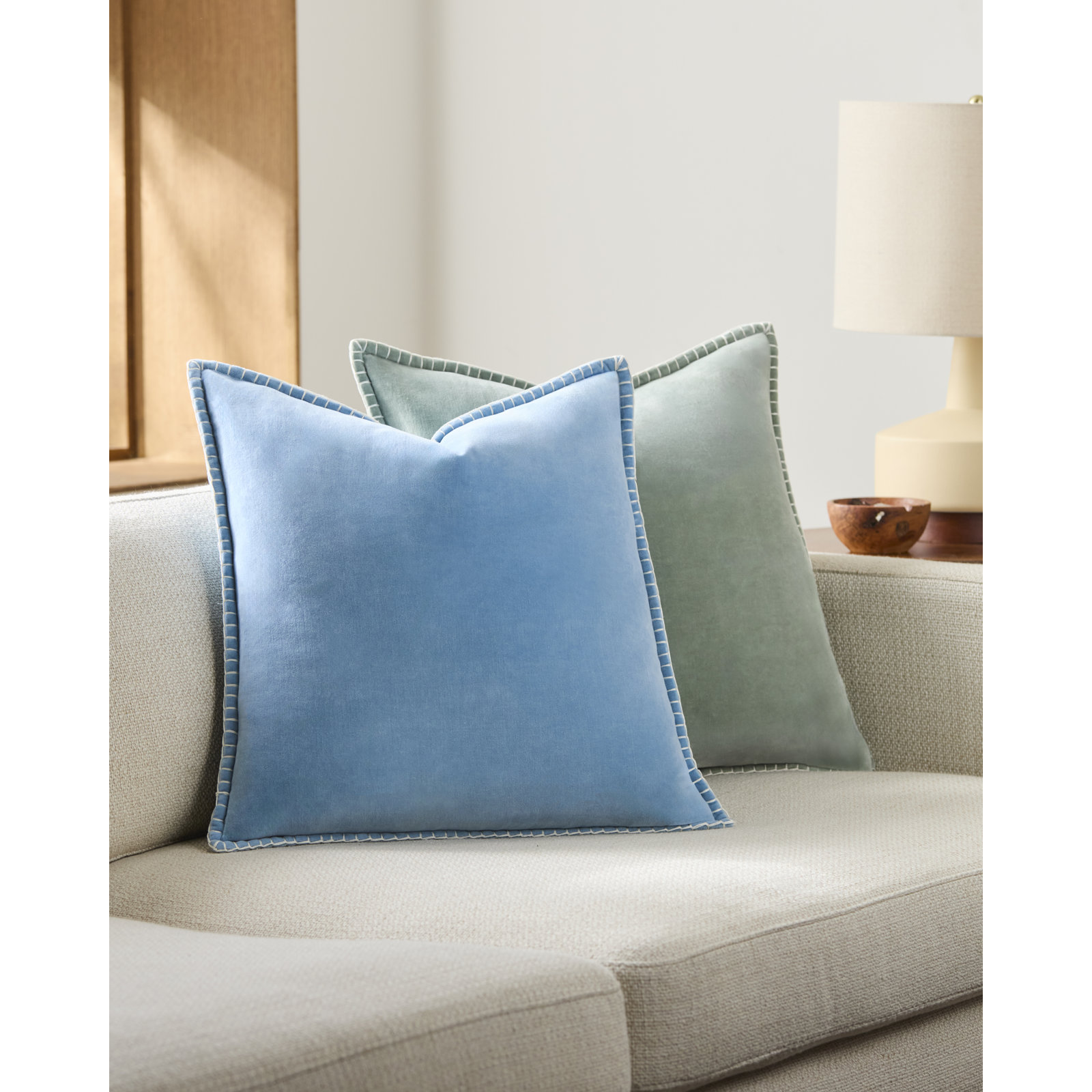 Montrose Cotton Pillow Cover, Blue, Square 22", Pillow Cover Only - No Insert