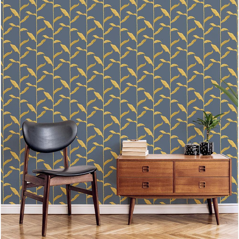 Nomad 10' L x 24" W Wallpaper Roll, Golden Night, Faux Grasscloth, Non-pasted