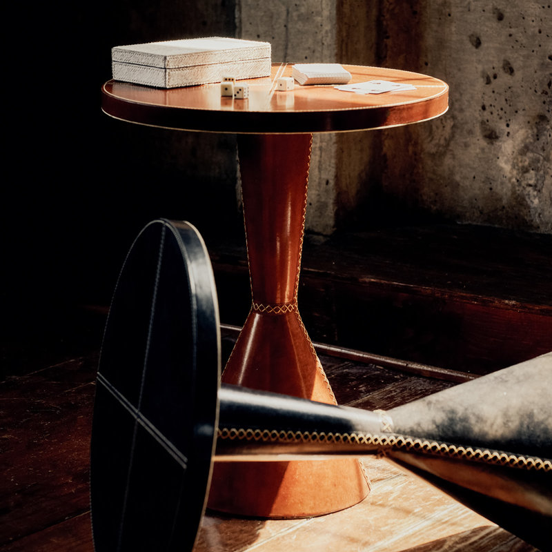 Gabe Leather Accent Table (Black), Black
