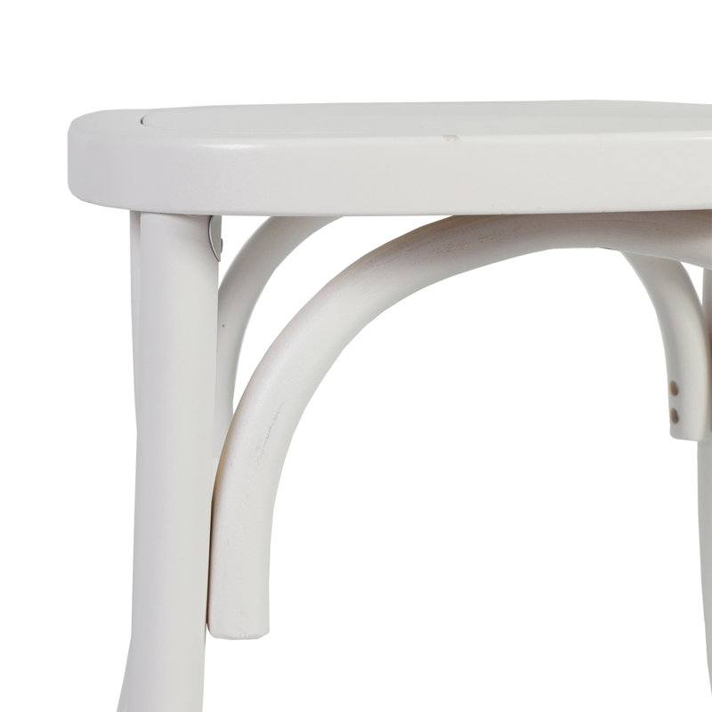 Commercial Solid Wood Stackable Dining Chair With Intricate Back, White, 1
