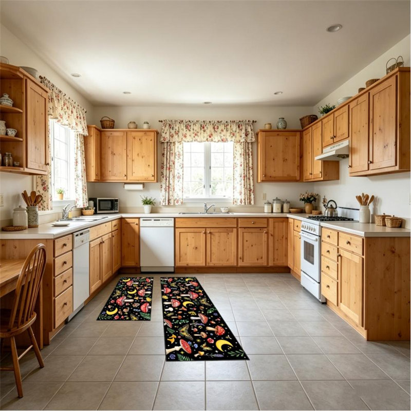 Floral Polyester Non-Skid Kitchen Mat