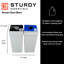 Poubelle commerciale à double bac de 44 gallons Sturdy Essentials Smart Sort pour déchets, canettes et bouteilles