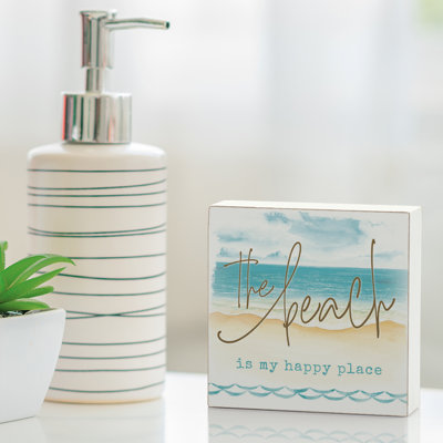 Beach My Happy Place Wood Box Sign