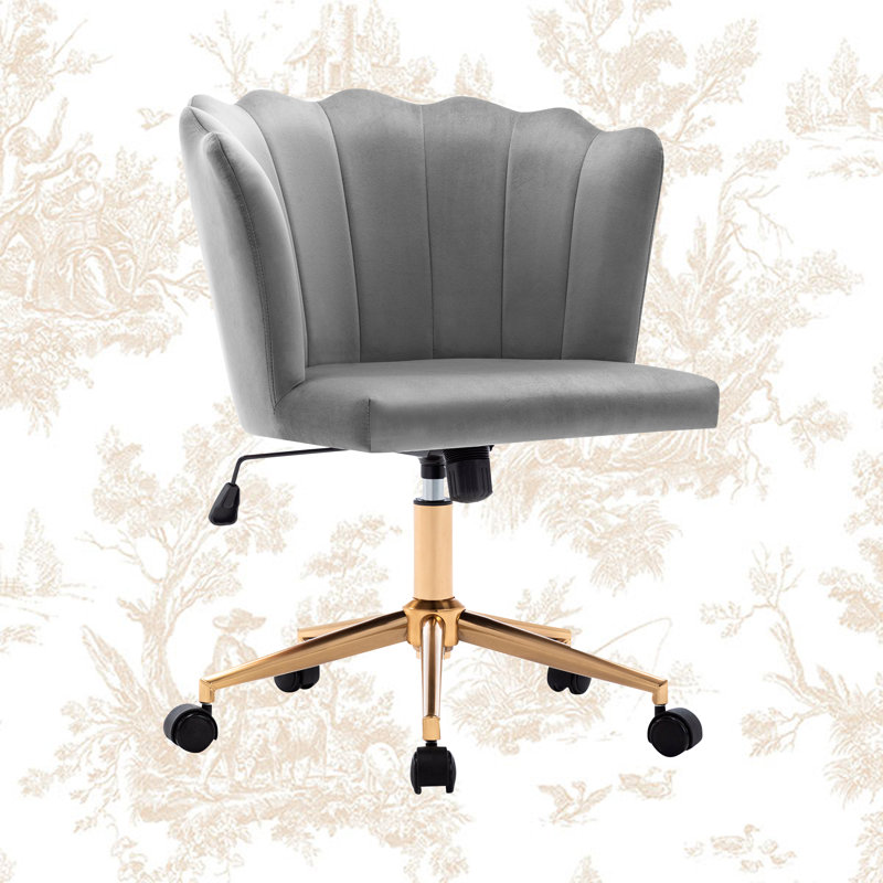 Velvet Task Chair, Gray, Gold
