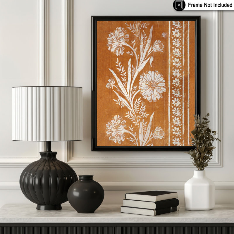 Motif floral orange brûlé, Unframed, Poster, 11"H x 14"W