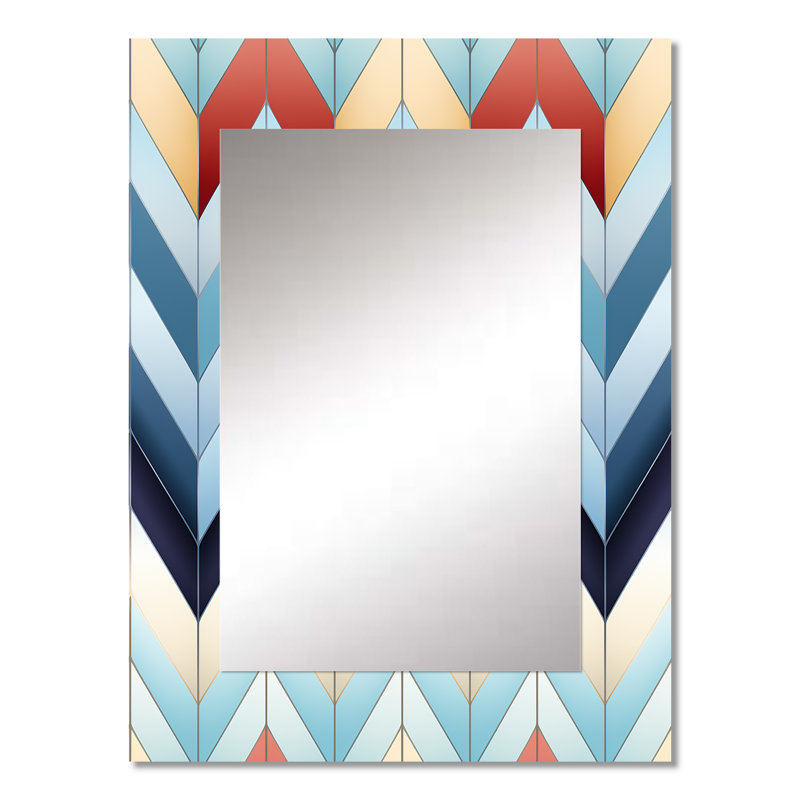 Geometric Harmony Chevron Pattern - chevron  Large Mirror, Chevron Unique Wall Mirror Decor, Printed Metal Art, 32" x 24"