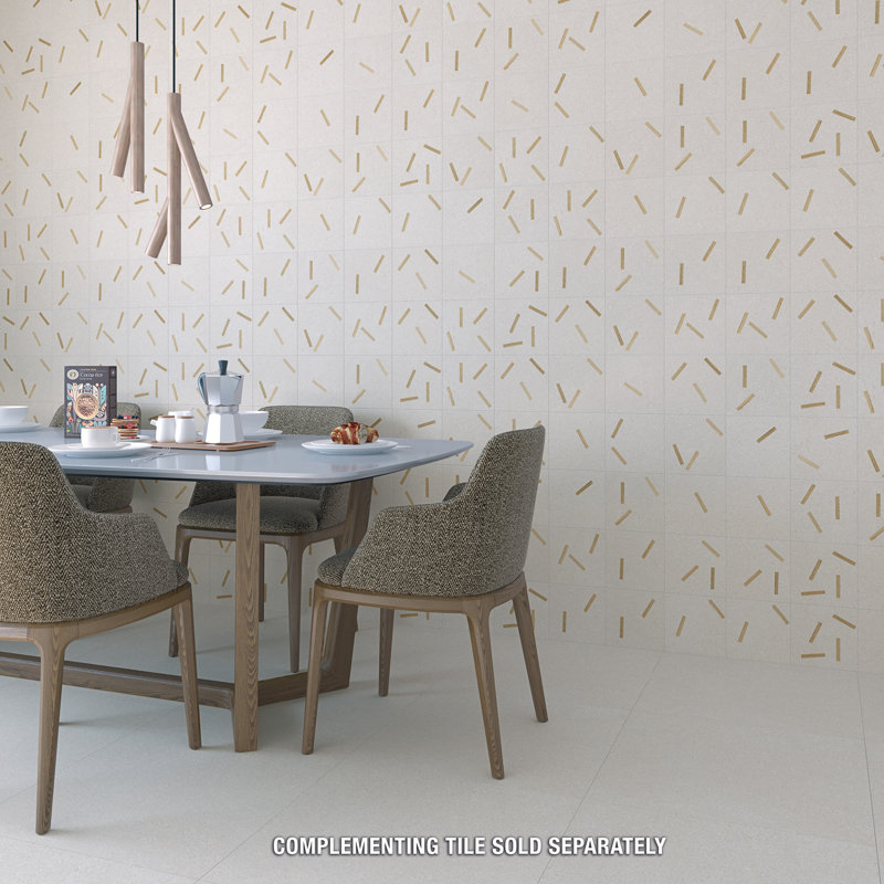 Komi Maolan 8" x 8" Straight Edge Porcelain Patterned Wall & Floor Tile, Beige