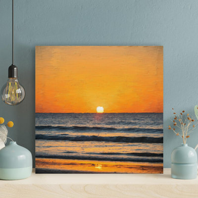Coucher de soleil, reproduction d'art carré sur toile tendue 1 pièce