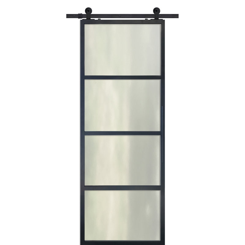 Porte de grange en verre français avec trousse de quincaillerie d'installation, 36 po x 84 po