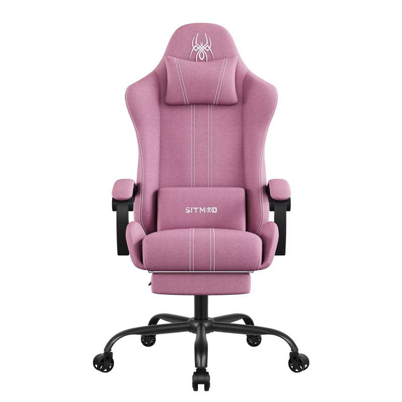 Latitude Run® Fabric Gaming Chair, High Back Ergonomic Gamer Chair for Adult,, Pink