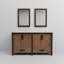 Meuble-lavabo double 60 po Rustwood X P 22 po D, plateau en marbre de culture et 22 po Miroirs