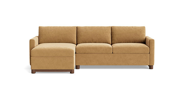 Reve Sofa with Chaise (112"), Chaise On Left, Performance Velvet - Nutmeg