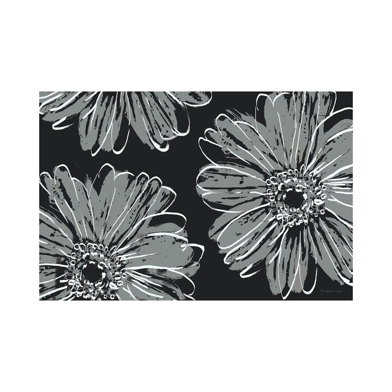 Flower Pop Sketch VII-Black BG by Marie Elaine Cusson - Wrapped Canvas Painting, 20.32 cm H x 30.48 cm W