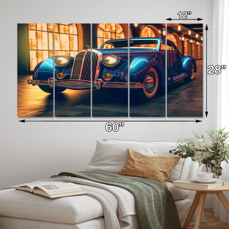Vintage Oldtimer Classic Car Elegance III - Classic Cars, reproduction d'art sur toile - 5 panneaux égaux