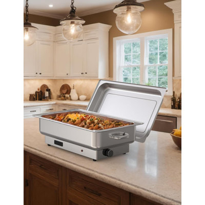 Ensemble de 2 réchauds électriques 9QT avec contrôle de la température, chauffe-buffet en acier inoxydable