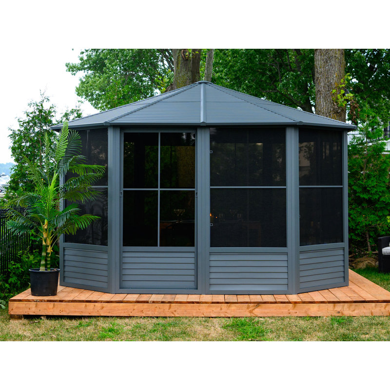 Gazebo Penguin Florence Solarium 12 Ft x 12 Ft Metal Roof In Slate, Slate, Slate, 12 Ft. W x 12 Ft. D