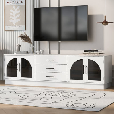 Modern Minimalist TV Stand Entertainment Center Media Console Cabinet with Adjustable Shelves