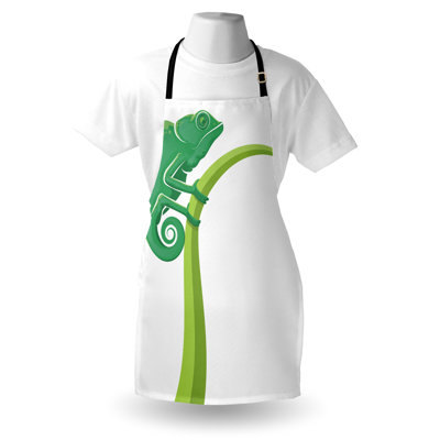 East Urban Home Cartoon Apron Unisex Exotic Grumpy Lizard Adult Size Green White