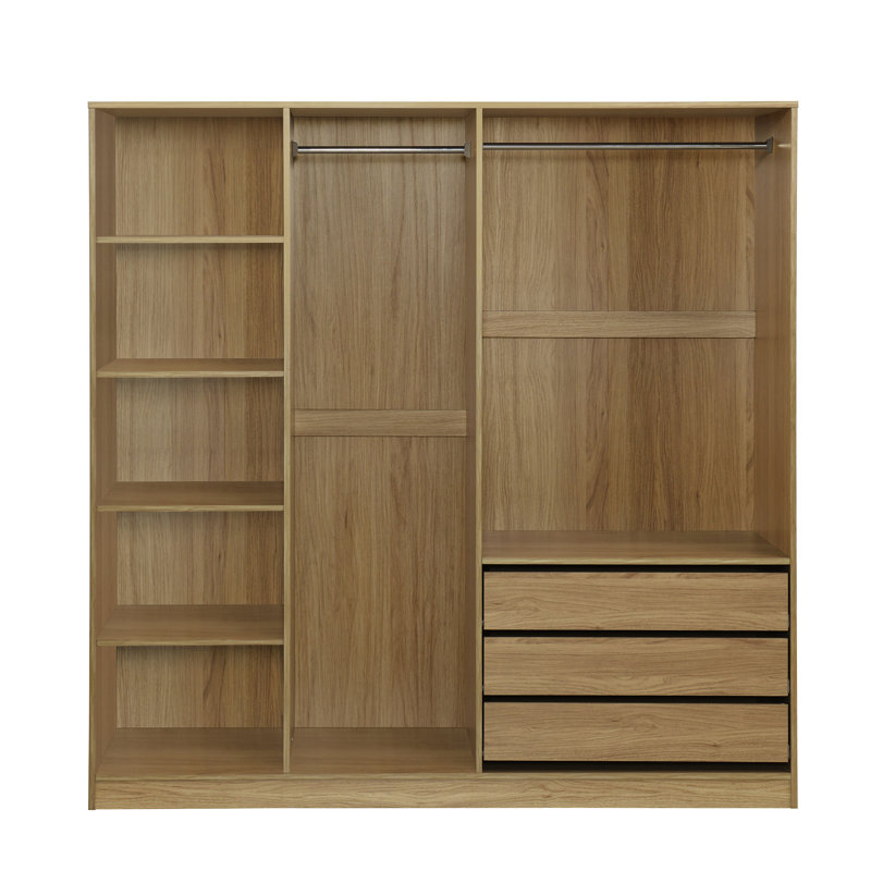 67.1" W Freestanding Closet System With Drawers, Natural Wood