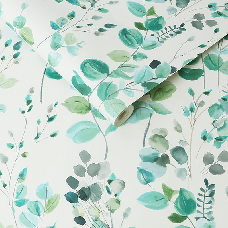 Watercolor Leaves White And Green Wallpaper