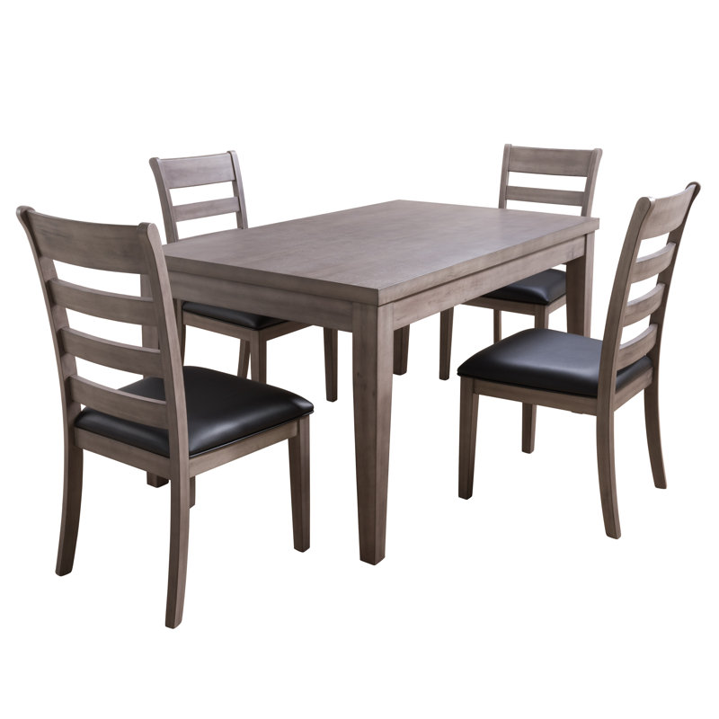 Benigni Solid Wood Base Dining Set, 5 Pieces: 1 Table, 4 Chairs