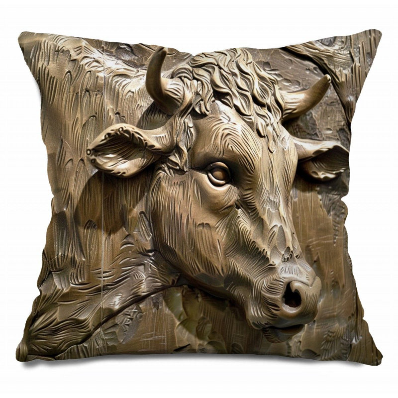 Coussin Trendy, H 14 po x l 14 po, Brun clair