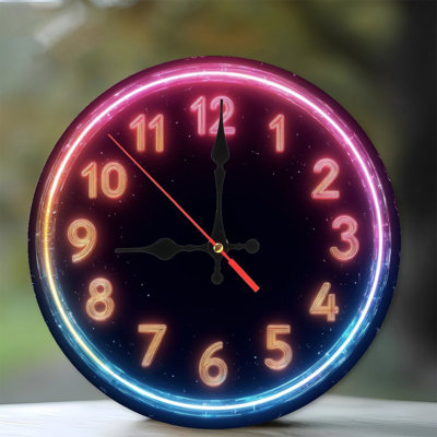 Neon Style Clock Numbers Space