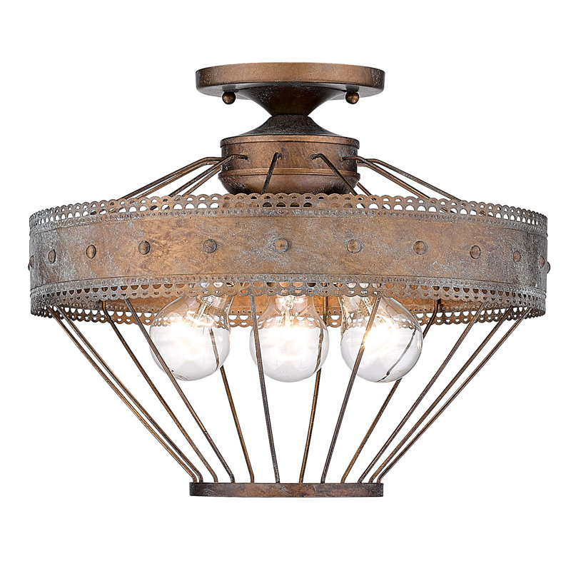 Tenor Semi Flush Mount, Copper Patina