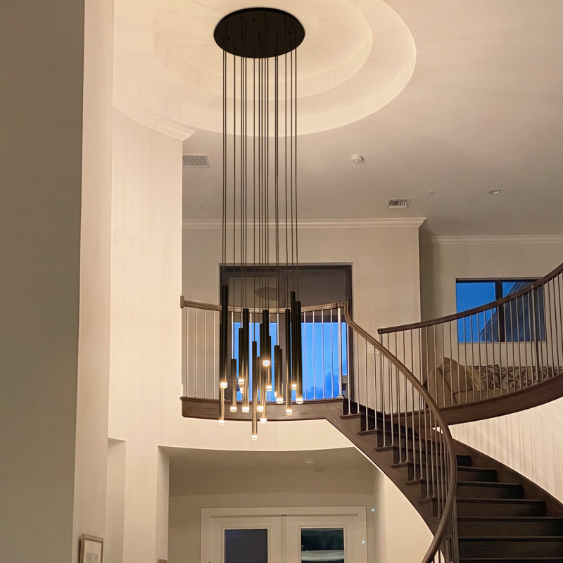 Caylah 18 - Light Modern Dimmable LED Staircase Cluster Cylinder Pendant Light