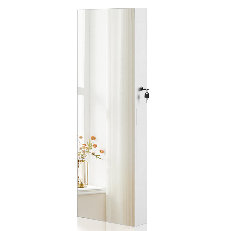 Armoire à bijoux avec miroir à suspendre, Blanc