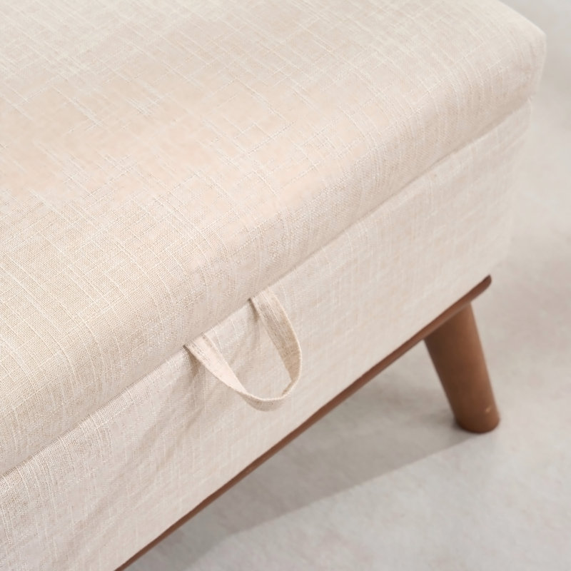 Grand pouf avec rangement, Beige / noyer